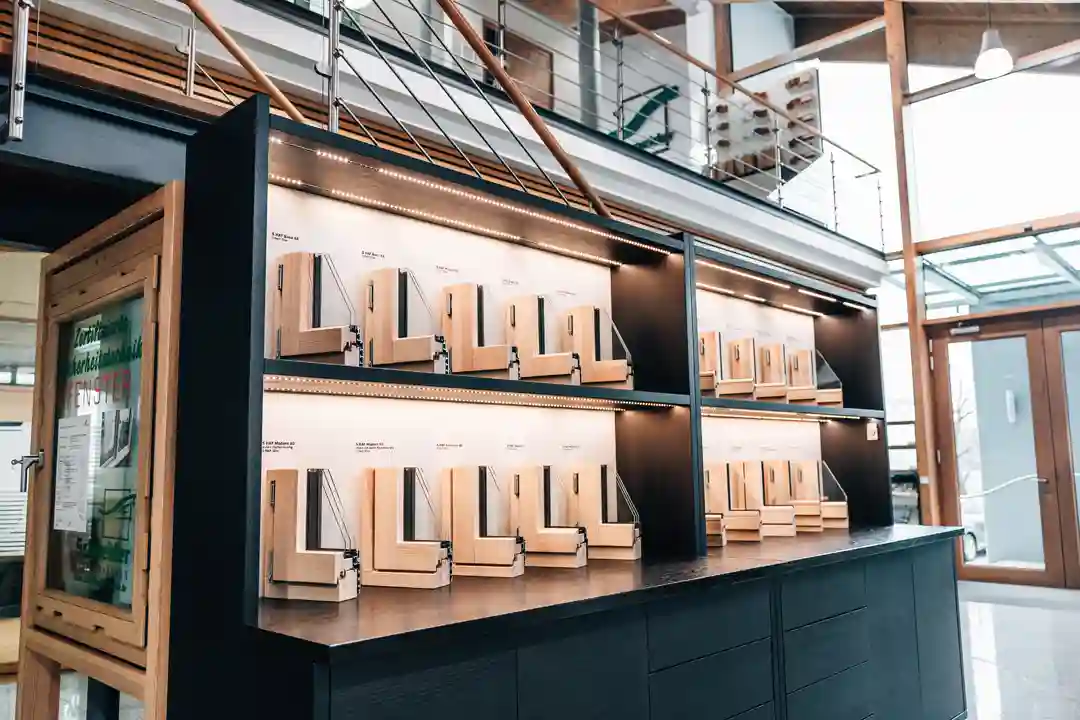 Ausstellungsbereich für Fenstertypen bei Schneider Fensterbau